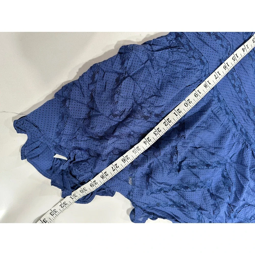 Intimately Free People Blue‎ Polka Dot Lace Tiered Ruffle Top S